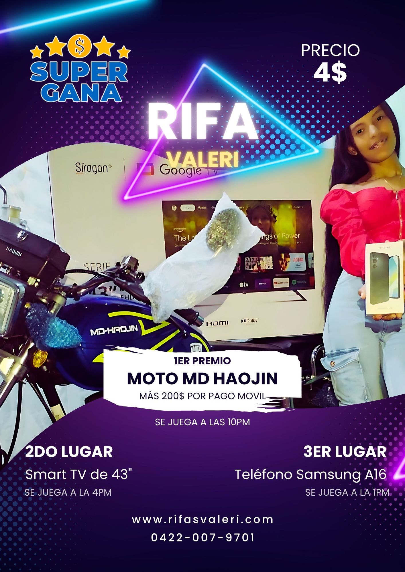 Gran Sorteo Valeri: Gana una Moto, un Smart TV o un Teléfono