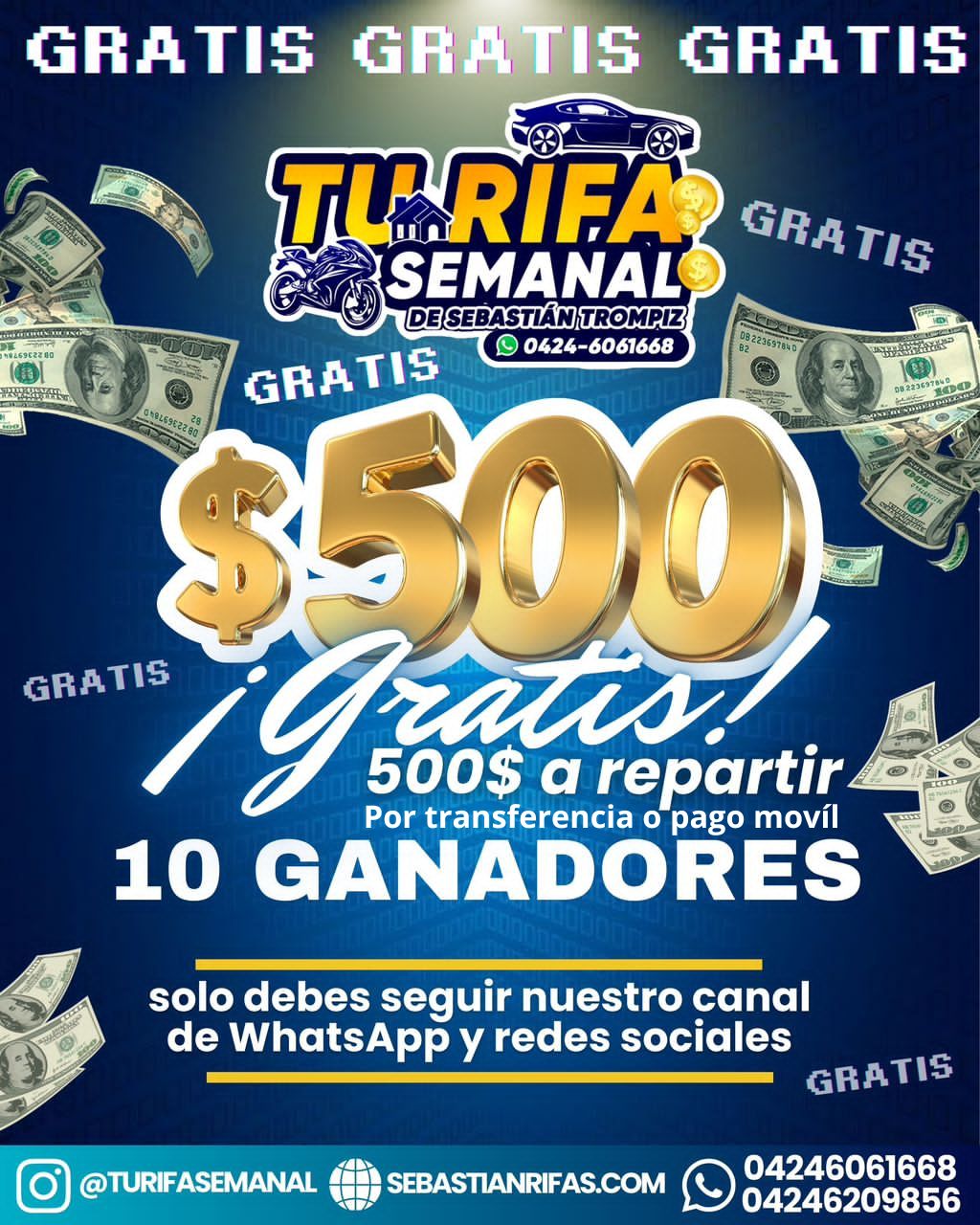 SORTEO GRATIS 500$ a Repatir